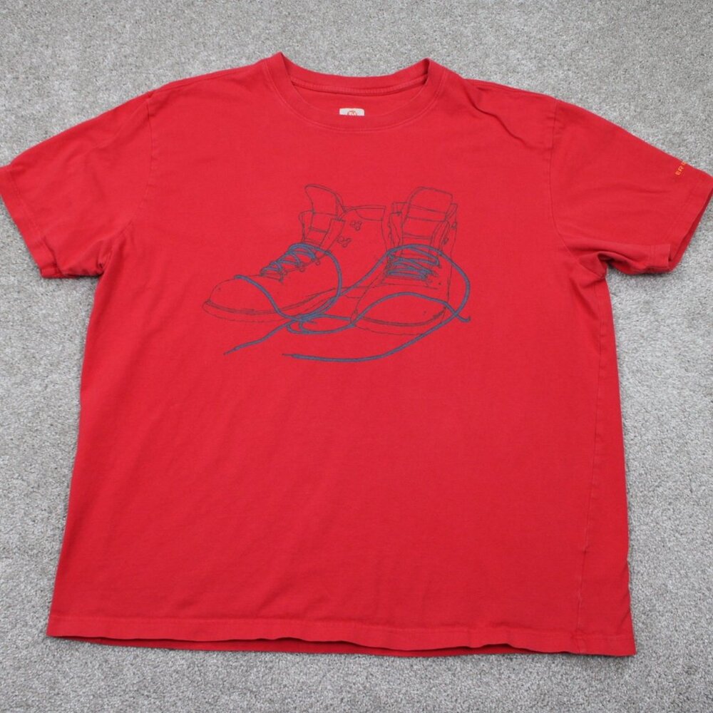 Merrell Shoes Shirt Mens 2XL XXL Red Short Sleeve Cotton Pullover Crewneck‎